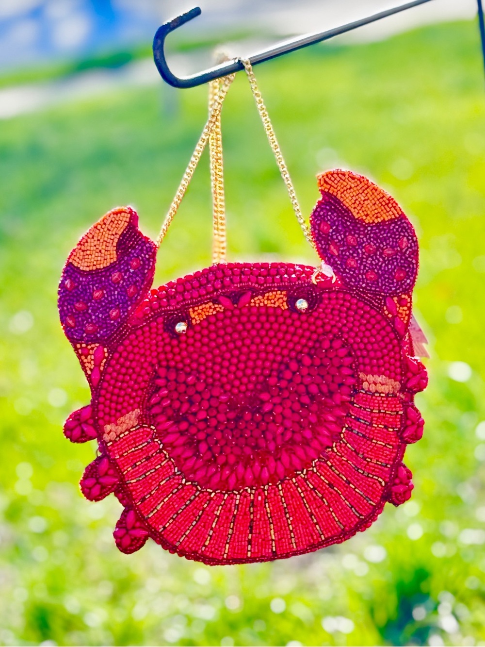 Beaded Red Crab Crossbody Bag – Coastal Beach Summer Women’s Crossbody